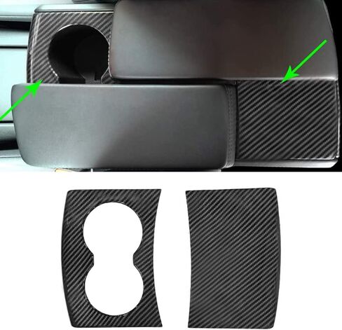Carbon Fiber Center Console Water Cup Holder Cover Trim Panel Cover for Tesla Model S Mode X 2016 2017 2018 2019 2020 in Saudi Arabia
