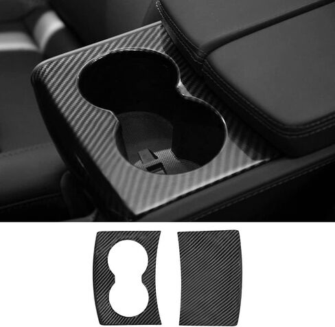 Carbon Fiber Center Console Water Cup Holder Cover Trim Panel Cover for Tesla Model S Mode X 2016 2017 2018 2019 2020 in Saudi Arabia