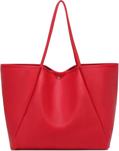 Dreubea Large Leather Tote Bag for Women - Big Work Bag, Spacious Minimalist Handbag, Tote Handbag for Office in Kuwait