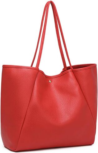 Dreubea Large Leather Tote Bag for Women - Big Work Bag, Spacious Minimalist Handbag, Tote Handbag for Office in Kuwait