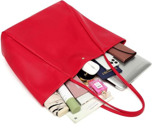 Dreubea Large Leather Tote Bag for Women - Big Work Bag, Spacious Minimalist Handbag, Tote Handbag for Office in Kuwait