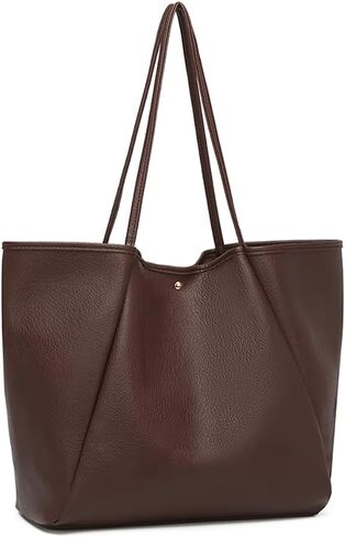 Dreubea Large Leather Tote Bag for Women - Big Work Bag, Spacious Minimalist Handbag, Tote Handbag for Office in Kuwait