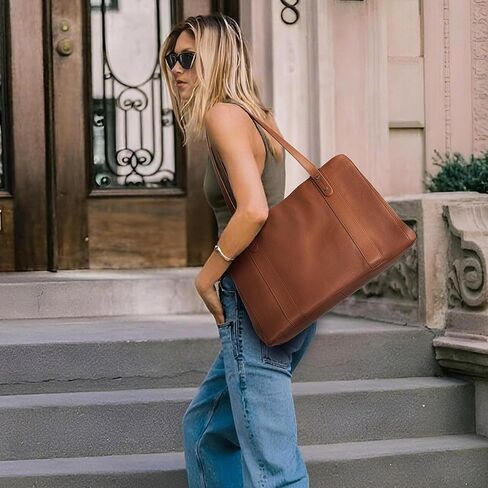 befen Genuine Leather Laptop Tote Bag for Women, Womens 15.6 Inch Computer Bags Work Totes Purse Shoulder Purses Handbags in Saudi Arabia