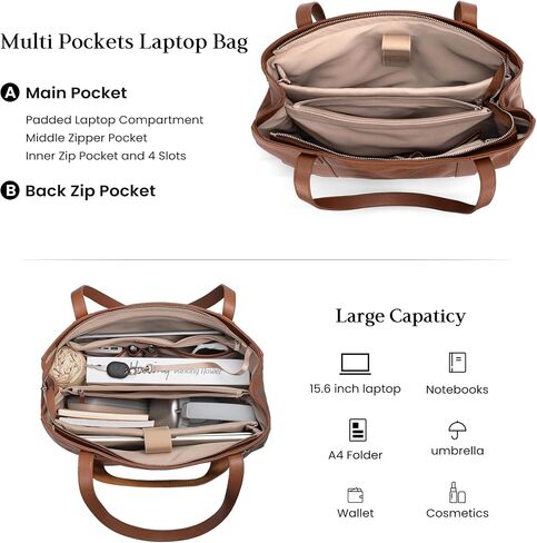 befen Genuine Leather Laptop Tote Bag for Women, Womens 15.6 Inch Computer Bags Work Totes Purse Shoulder Purses Handbags in Saudi Arabia