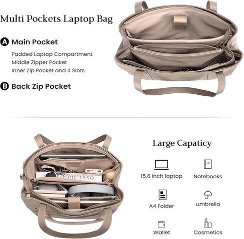 befen Genuine Leather Laptop Tote Bag for Women, Womens 15.6 Inch Computer Bags Work Totes Purse Shoulder Purses Handbags in Saudi Arabia