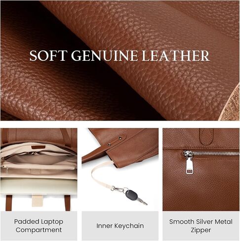 befen Genuine Leather Laptop Tote Bag for Women, Womens 15.6 Inch Computer Bags Work Totes Purse Shoulder Purses Handbags in Saudi Arabia