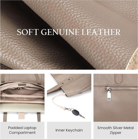 befen Genuine Leather Laptop Tote Bag for Women, Womens 15.6 Inch Computer Bags Work Totes Purse Shoulder Purses Handbags in Saudi Arabia