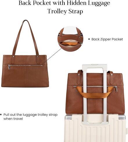 befen Genuine Leather Laptop Tote Bag for Women, Womens 15.6 Inch Computer Bags Work Totes Purse Shoulder Purses Handbags in Saudi Arabia