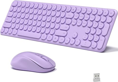 Wireless Keyboard and Mouse Combo, 110 Round Quiet Keys, Adjustable Optical Mouse, Share 1xUSB Receiver, Power Switch, for Windows Mac(Khaki) in Saudi Arabia