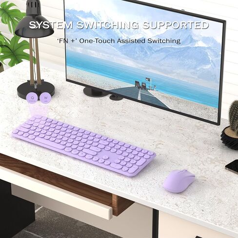 Wireless Keyboard and Mouse Combo, 110 Round Quiet Keys, Adjustable Optical Mouse, Share 1xUSB Receiver, Power Switch, for Windows Mac(Khaki) in Saudi Arabia
