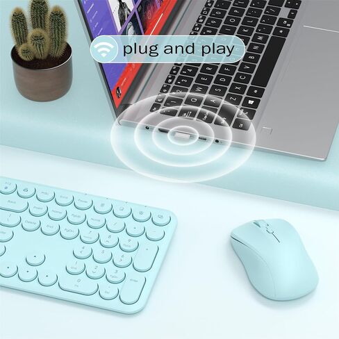 Wireless Keyboard and Mouse Combo, 110 Round Quiet Keys, Adjustable Optical Mouse, Share 1xUSB Receiver, Power Switch, for Windows Mac(Khaki) in Saudi Arabia
