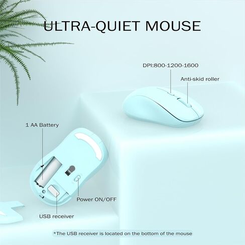 Wireless Keyboard and Mouse Combo, 110 Round Quiet Keys, Adjustable Optical Mouse, Share 1xUSB Receiver, Power Switch, for Windows Mac(Khaki) in Saudi Arabia