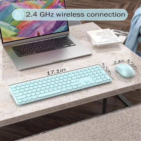 Wireless Keyboard and Mouse Combo, 110 Round Quiet Keys, Adjustable Optical Mouse, Share 1xUSB Receiver, Power Switch, for Windows Mac(Khaki) in Saudi Arabia