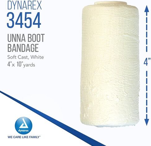 Dynarex 3454 Unna Boot Bandage, Individually Packaged, Provides Customized Compression, With Zinc Oxide, Soft Cast, 4" x 10 Yard, Pack of 12 in Saudi Arabia