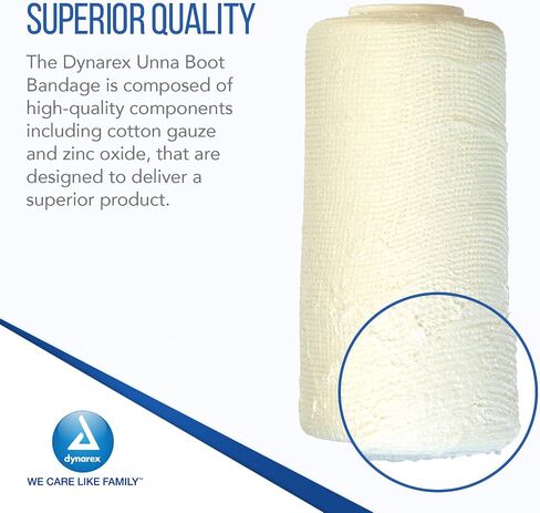 Dynarex 3454 Unna Boot Bandage, Individually Packaged, Provides Customized Compression, With Zinc Oxide, Soft Cast, 4" x 10 Yard, Pack of 12 in Saudi Arabia