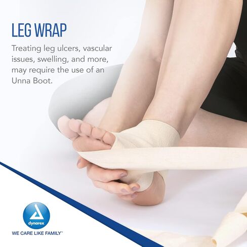 Dynarex 3454 Unna Boot Bandage, Individually Packaged, Provides Customized Compression, With Zinc Oxide, Soft Cast, 4" x 10 Yard, Pack of 12 in Saudi Arabia
