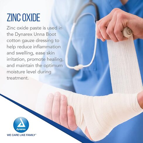 Dynarex 3454 Unna Boot Bandage, Individually Packaged, Provides Customized Compression, With Zinc Oxide, Soft Cast, 4" x 10 Yard, Pack of 12 in Saudi Arabia