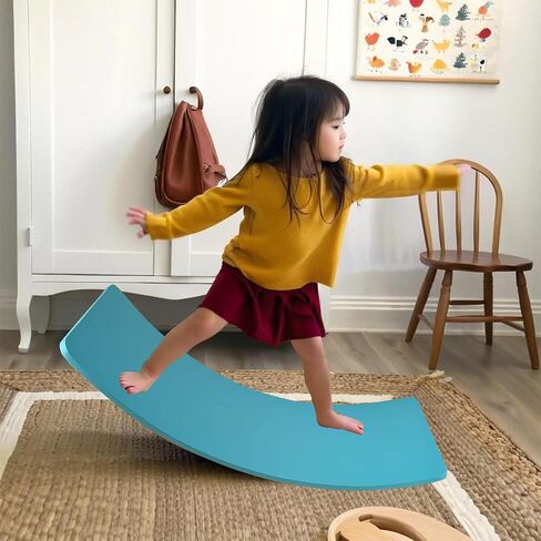 Ultimate Balance Board Kids - Natural Wood Wobble Board for Kids, Montessori Waldorf Toy, Ideal Gift for Ages 3-8; Perfect for Balance Boards for Adults, Physical Therapy & Indo Board Exercises in Kuwait