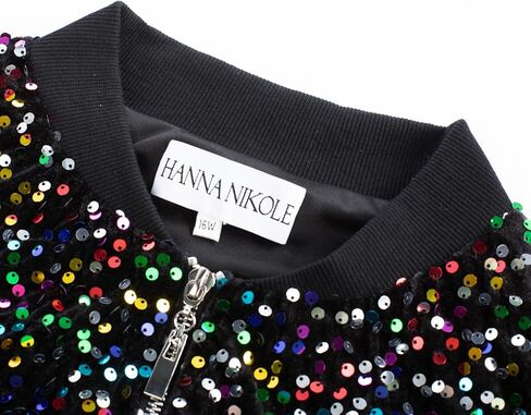 Hanna Nikole Women Plus Size Sequin Bomber Jacket Casual Long Sleeve Sparkly Blazer Bomber Jacket with Pockets for Party in Saudi Arabia