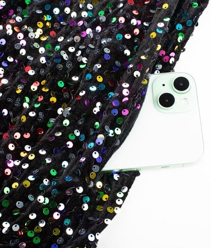 Hanna Nikole Women Plus Size Sequin Bomber Jacket Casual Long Sleeve Sparkly Blazer Bomber Jacket with Pockets for Party in Saudi Arabia