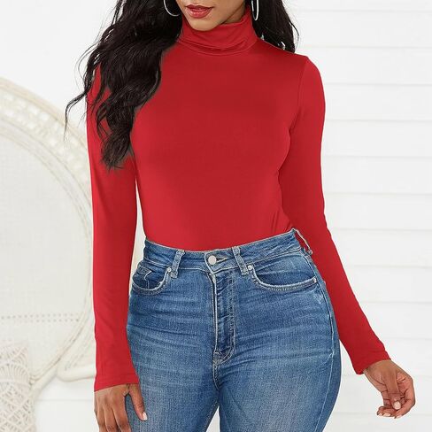 American Trends Womens Long Sleeve Bodysuit Mock Turtleneck Body Suit Tops Sexy Fashion Going Out Leotards Jumpsuit in Saudi Arabia