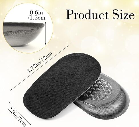 2 Pairs 1/2 Inch Silicone Heel Lifts for Shock Absorption, Heel Pads Cushions Height Increasing Insoles Soft Shoe Lifts for Women Men Comfort Half Foot Insoles for Uneven Legs Heel Pain in Saudi Arabia