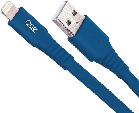 I2GO Lightning Flat Cable (4ft) - شاحن iPhone معتمد من MFI ، متوافق مع iPhone 14/13/12/11 ، iPad & More - Black in Saudi Arabia