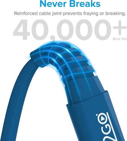I2GO Lightning Flat Cable (4ft) - شاحن iPhone معتمد من MFI ، متوافق مع iPhone 14/13/12/11 ، iPad & More - Black in Saudi Arabia