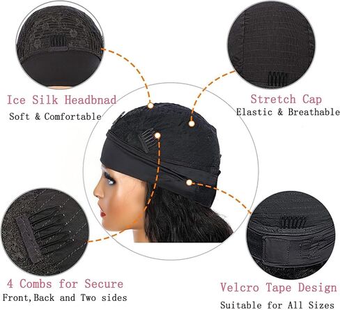 Curly Headband Wig Human Hair 18 Inch Headband Wigs for Black Women Human Hair Glueless Wear and Go Human Hair Headband Wig Curly 180% Density Natural Black in Saudi Arabia