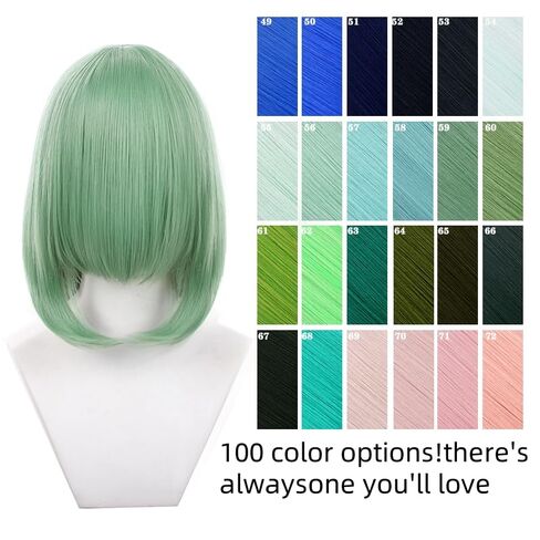 047-cyan مع الانفجارات الطويلة 40 سم/1.77FEET بطول الكتف COSPLAY COSPLAY شعر مستعار مقاومة للحرارة in Kuwait