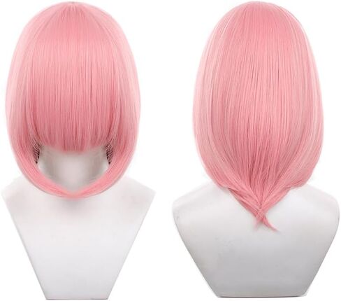 047-cyan color with long bangs 40cm/1.77feet Shoulder-length Anime Cosplay Wig Heat resistant Straight Synthetic Hair Wig in Kuwait