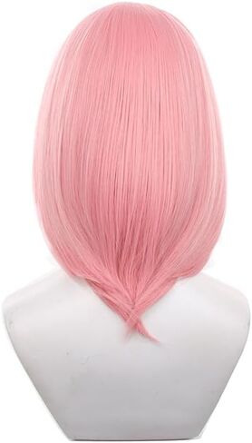 047-cyan color with long bangs 40cm/1.77feet Shoulder-length Anime Cosplay Wig Heat resistant Straight Synthetic Hair Wig in Kuwait