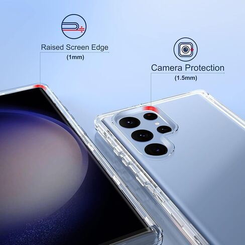 ULAK Compatible with Samsung Galaxy S23 Ultra 5G Case, Heavy Duty Shockproof Hybrid Soft TPU Bumper Drop Protection Transparent Phone Case for Galaxy S23 Ultra 5G 6.8 inch - Clear Glitter in Kuwait