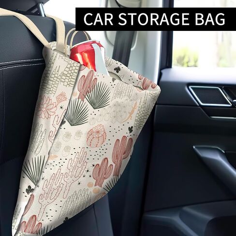 Car Trash Can, Cute Car Trash Bag, Hanging Car Organizer and Storage Bag, Trash Bin for Car Accessories, Vehicle, Travelling, Camping Colorful Cactus in Kuwait