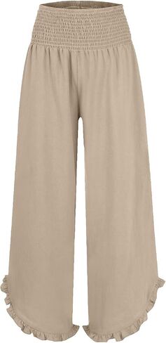 Women's Solid Color Fashionable Casual High Waisted Pleated Irregular Cotton Linen Trendy Fall in Kuwait