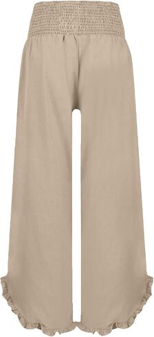 Women's Solid Color Fashionable Casual High Waisted Pleated Irregular Cotton Linen Trendy Fall in Kuwait
