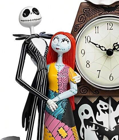 The Hamilton Collection Tim Burton's The Nightmare قبل عيد الميلاد لا يموت أبدًا جاك سالي صفر على مدار الساعة يدويًا ونحت زخرفة عيد الهالوين 7.5 بوصة in Saudi Arabia
