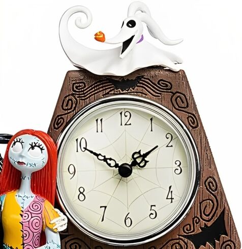 The Hamilton Collection Tim Burton's The Nightmare قبل عيد الميلاد لا يموت أبدًا جاك سالي صفر على مدار الساعة يدويًا ونحت زخرفة عيد الهالوين 7.5 بوصة in Saudi Arabia