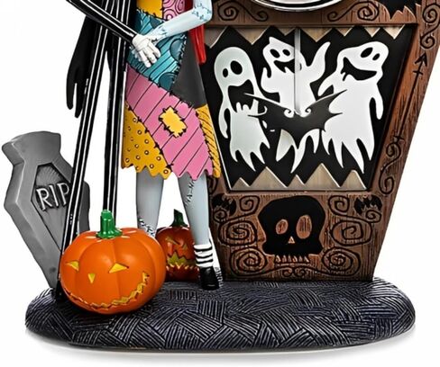 The Hamilton Collection Tim Burton's The Nightmare قبل عيد الميلاد لا يموت أبدًا جاك سالي صفر على مدار الساعة يدويًا ونحت زخرفة عيد الهالوين 7.5 بوصة in Saudi Arabia