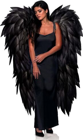 UNDERWRAPS Large Costume Angel Wings - Adult Huge Halloween Costume, 5 Feet Long Photoshoot Prop for Men & Women, (Full Length , Black), (30679 OS) in Saudi Arabia