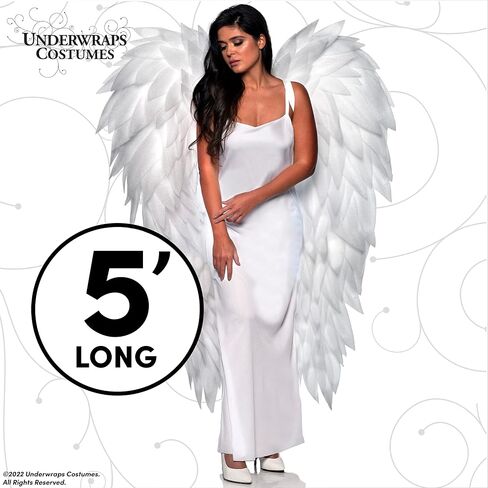 UNDERWRAPS Large Costume Angel Wings - Adult Huge Halloween Costume, 5 Feet Long Photoshoot Prop for Men & Women, (Full Length , Black), (30679 OS) in Saudi Arabia
