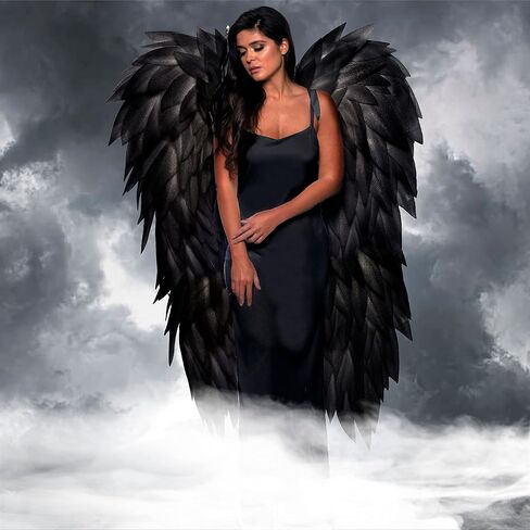 UNDERWRAPS Large Costume Angel Wings - Adult Huge Halloween Costume, 5 Feet Long Photoshoot Prop for Men & Women, (Full Length , Black), (30679 OS) in Saudi Arabia