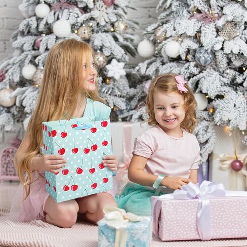 حقيبة هدايا الكرز مقاس 8 بوصات مع مناديل تغليف للنساء والفتيات في عيد ميلاد صغير in Kuwait