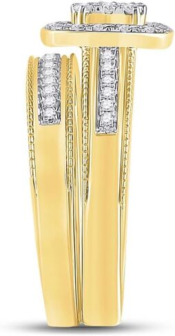 المجوهرات من Lux 10K Gold Gold Her Round Diamond Square مطابقة الزفاف 5/8CTW ، حجم المرأة 5-9 ، الحجم رجالي 8-12 in Saudi Arabia