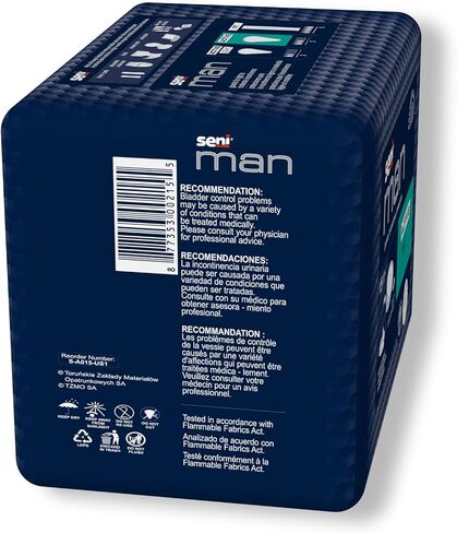 Seni Man Active Guards, Male Incontinence Bladder Control Pads, 8-9/10" x 10-3/5", 30 Count (2 Packs of 15), Moderate Absorbency with Adhesive Strip and Super Absorbent Core, for Men in Kuwait