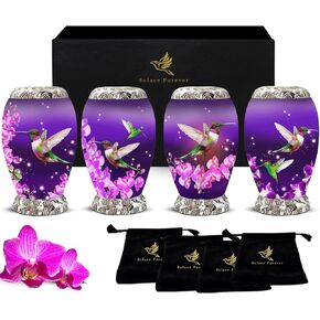 Black Keepsake Urns - Small Urns for Human Ashes Set of 4 with Box & Bag - Handcrafted Mini Cremation Urn - Honor Your Loved One with Memorial Urn for Ashes Adult Small - Black Urn for Adult & Infants in Kuwait