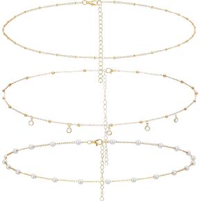 3PCS Gold Plated Body Chains Waterproof Sexy Waist Beads Chain Boho Beach Waist Chains Belly Chain Jewelry Accessories Layered Daily Belts Gifts for Women in Saudi Arabia