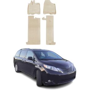 OMAC Floor Mats for Toyota Sienna 2004-2010 Car Mats All Weather 3D Custom Fit Rubber Mat Waterproof Odorless TPE Floor Liners Laser Measured Non-Slip (Black) in Kuwait