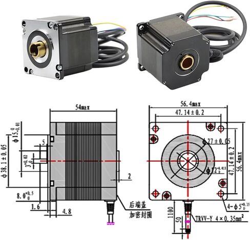 1pc 23 Stepper Motor Hollow Shaft Bipolar 1Nm 1.5A 57x57x56mm Stepping Motor 15mm Shaft in Saudi Arabia