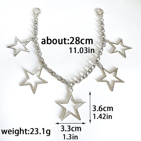2 Pcs Hollow Stars Shoelace Charms Stylish Metal Boot Chain with Clasp Sneaker Chain Ankle Bracelets Anklets Jewelry DIY Accessories for Women Girls Christmas Gift, Silver in Kuwait